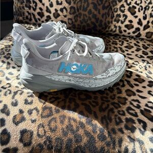 Hoka Light Gray and Sky Blue Athletic Shoes